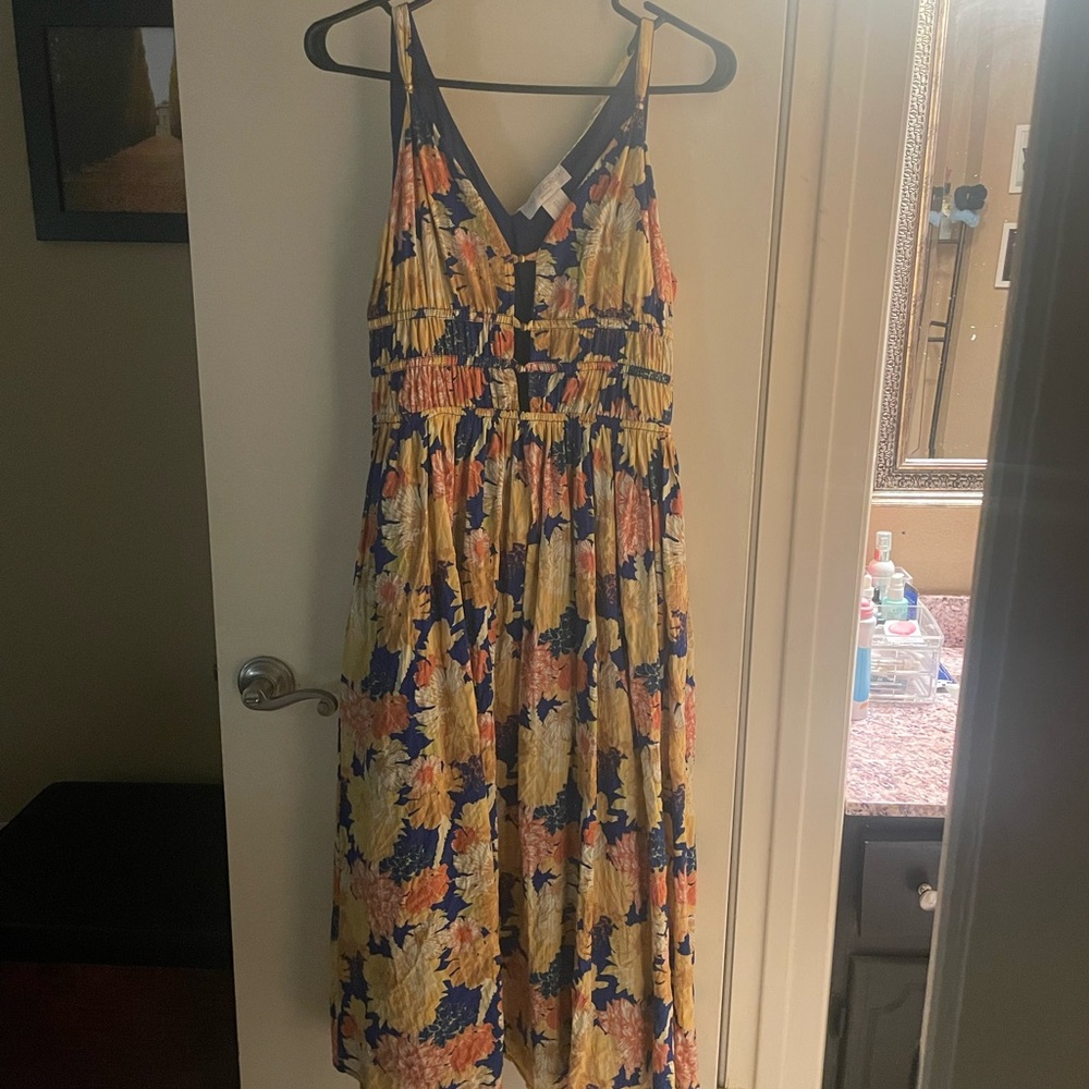 Floral Midi Dress with open tiered front